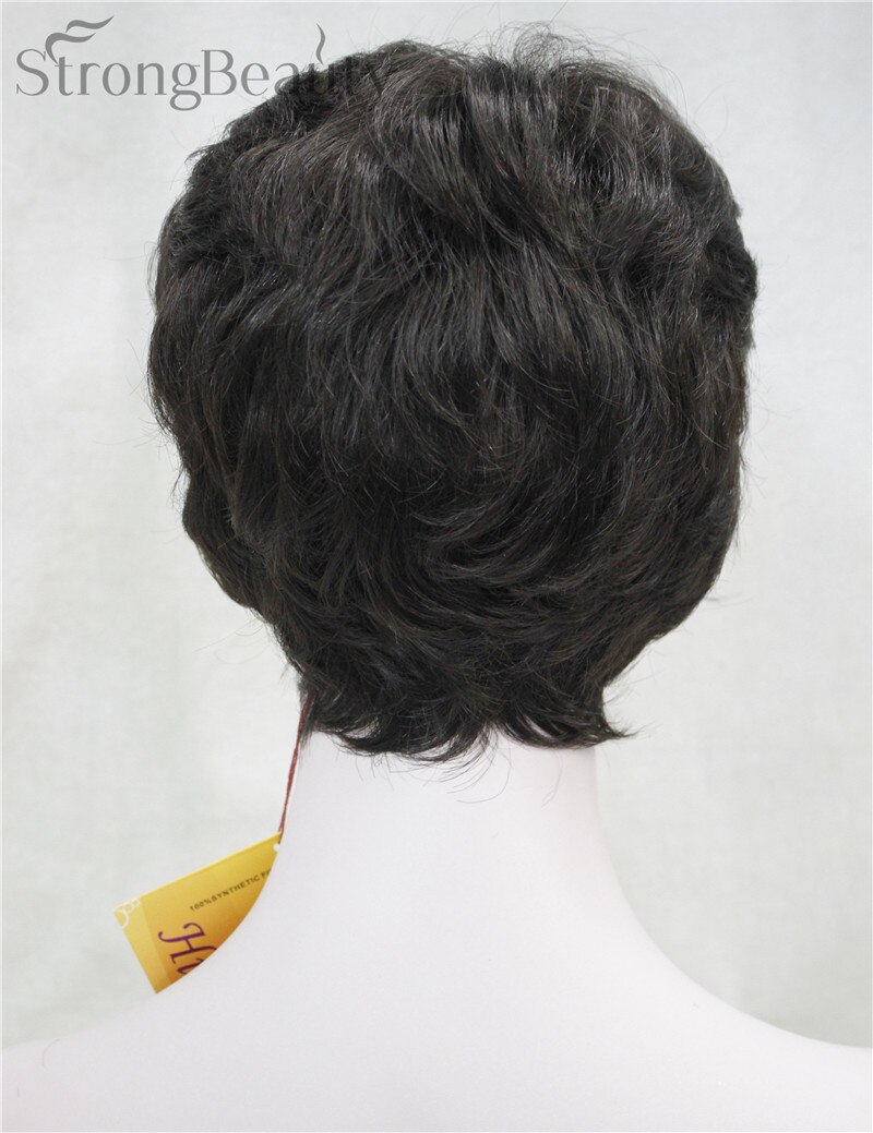 Sterke Beauty Synthetische Klassieke Korte Krullend Natuurlijke Blonde Bruine Pruiken Capless Vrouwen Pruik: 4