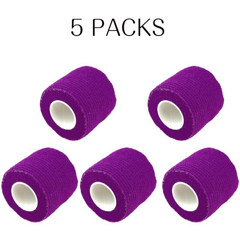 5 stk/parti sportssikkerhed selvklæbende elastisk bandage non-woven stof tape beskyttelsesudstyr knæ albue støtte støtte 5*450cm: Lilla