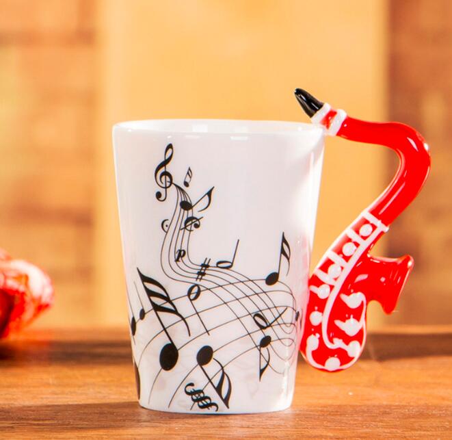 Caneca de cerâmica musical criativa 240ml, estilo violino, guitarra, café, chá, leite, canecas e copos com alça, presentes novidade: MULTI