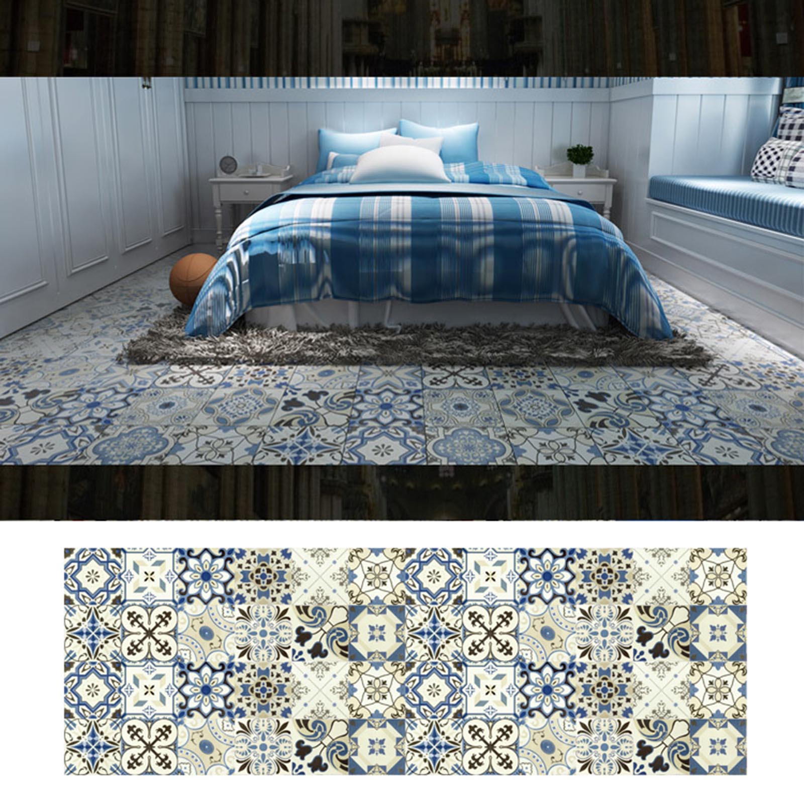 1PC Self Adhesive Retro Tile Stickers Waterproof PVC Removable Wall Stickers Decals DIY Wallpapers for Kitchen Bathroom Decor: G