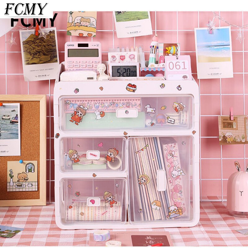 Ins Desktop Storage Box Drawer Shelf Storage Box Container Rack Holder Organizer Cosmetic Stationery Kawaii Desk Rack 2022