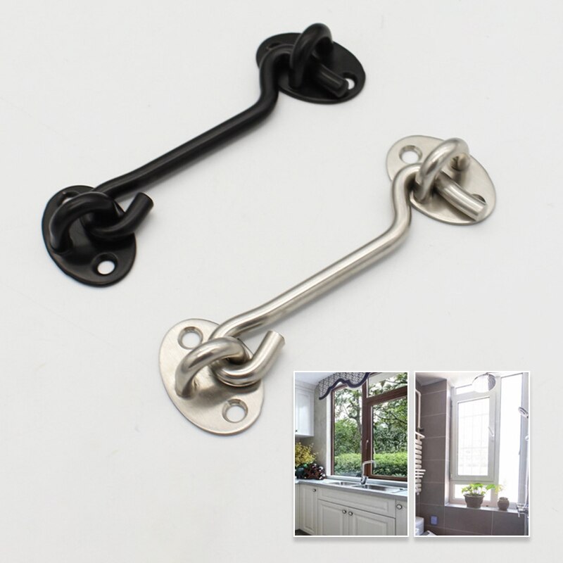 Door Bolt Stainless Steel Window Sliding Door Latch Cabin Hook And Eye Latch Lock Shed Gate Door Catch Silent Holder