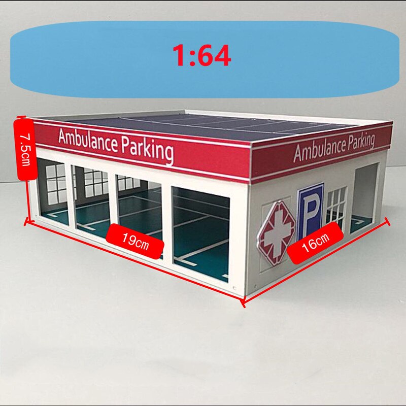 1:64 Scale Hospital Parking Lot Building Sand Table Decoration DIY Assembly Building Model