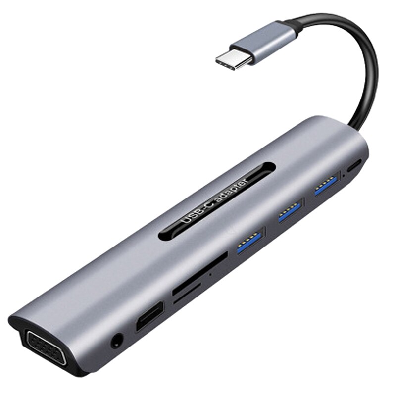 Usb c doca estação thunderbolt 3 tipo-c para hdmi vga usb tf cartão sd com 3.5 aux o jack adaptador conversor hd para pro: Default Title