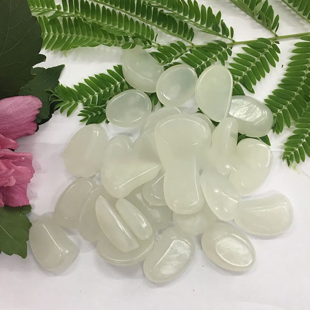 100 stuks glow in the dark tuinkiezels, lichtgevende stenen, stenen voor looppaden, tuinpaden, patio's, gazons, tuindecoratie, lichtgevende stenen: Wit