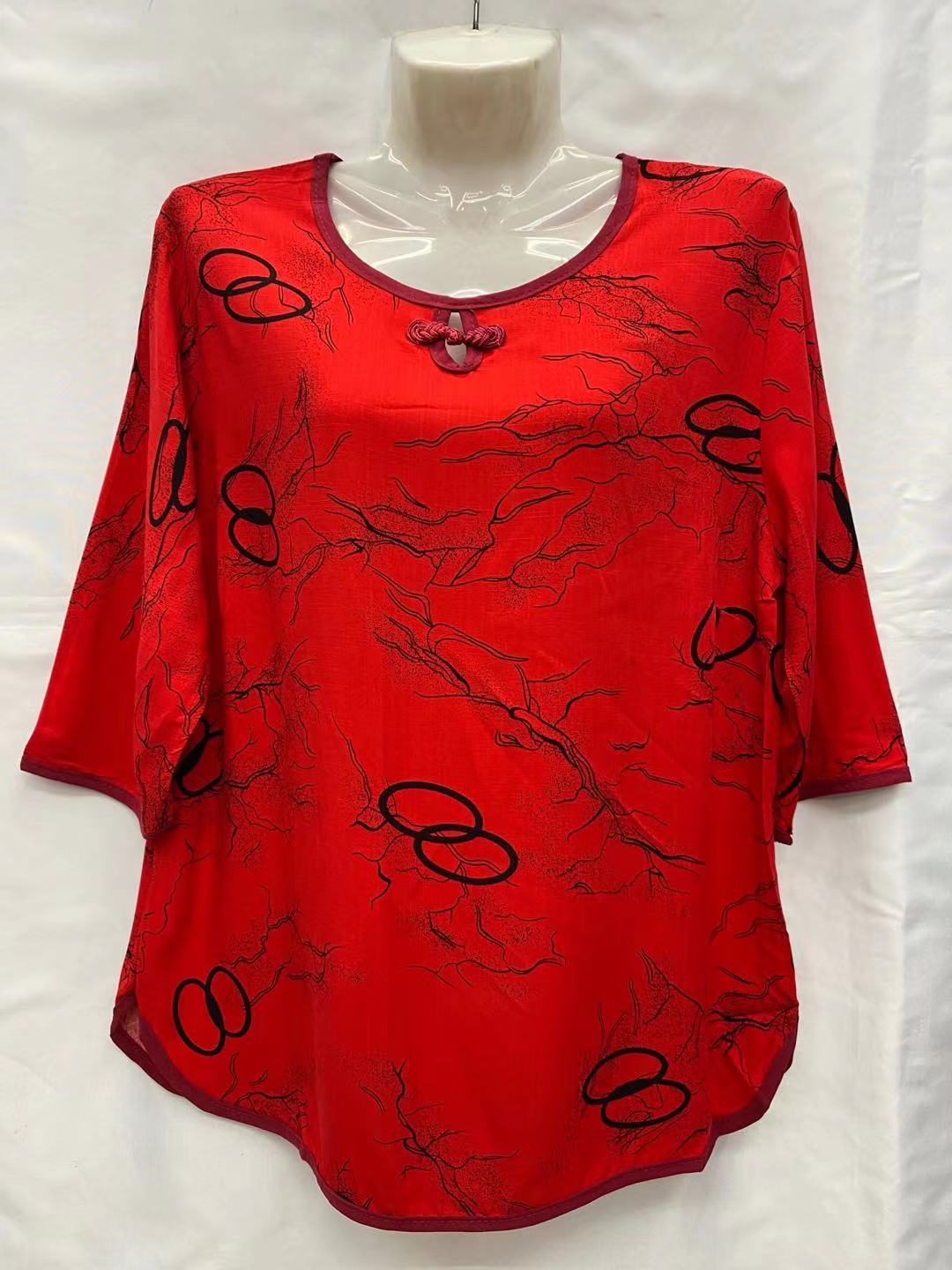 Katoen En Linnen Zomer Vrouwen Night T-shirt Moeder Drie-Kwart Mouwen Pyjama Tops Plus Size Losse gedrukt Roomewear