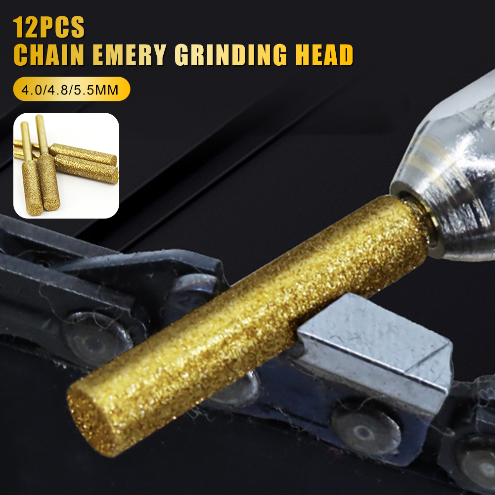 12 stk diamant motorsag sliper burr sliper kjede slitesterk borkrone sag sliping carving slipeverktøy 4/4.8/5.5mm