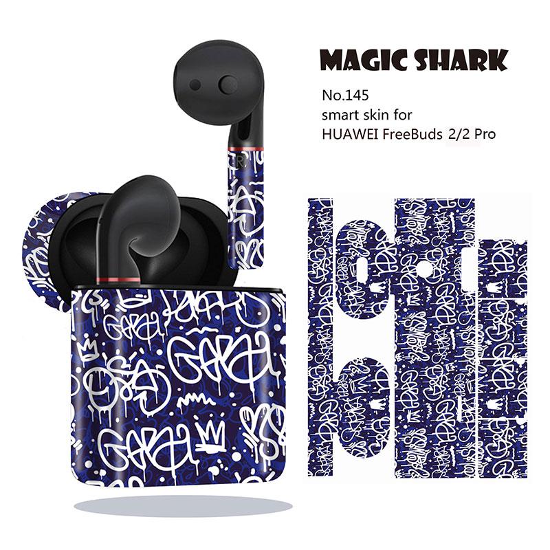 Magie Shark Graffiti Schädel Wasserdichte PVC Keine Verblassen Fall Abdeckung Aufkleber für Huawei Freebuds 2 2 Pro 136- 145: 145