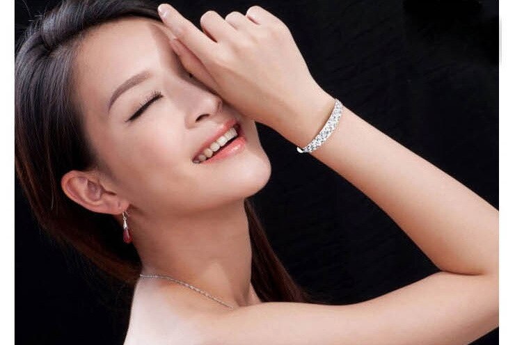 3PCS Bright Silver Color Plate Cuff Bangle Bracelet