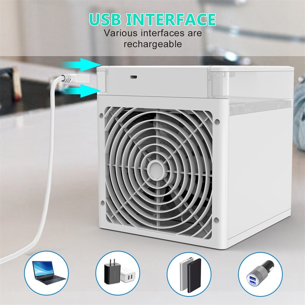 NEXFAN Portable Desk Fan Low Noise Multi-function Air Cooler LED Light USB Desk Fan 3 Speed USB Air Conditioner