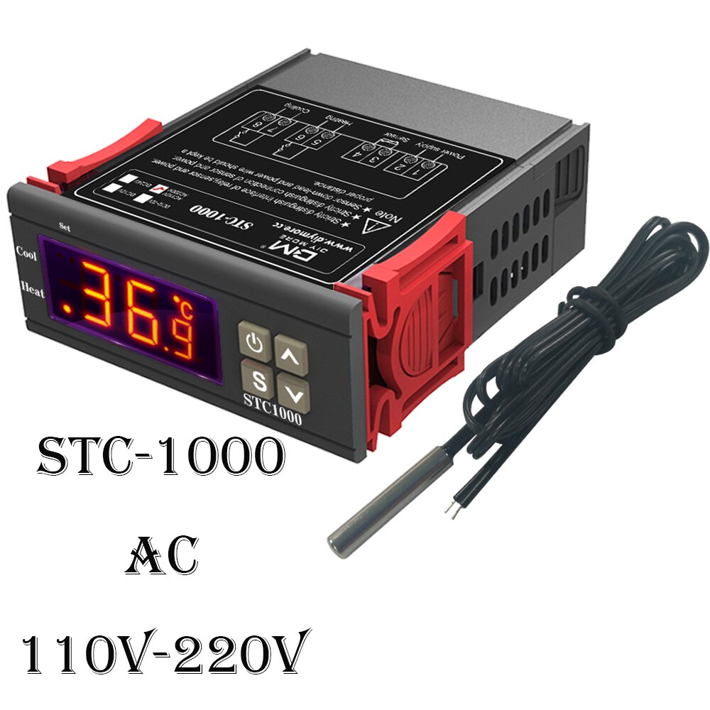 STC-1000 Temperature Controller Thermoregulator for Incubator Refrigerator Heating Cooling DC 12V / 24V / 12 -72V / AC 110 -220V: AC 110V 220V