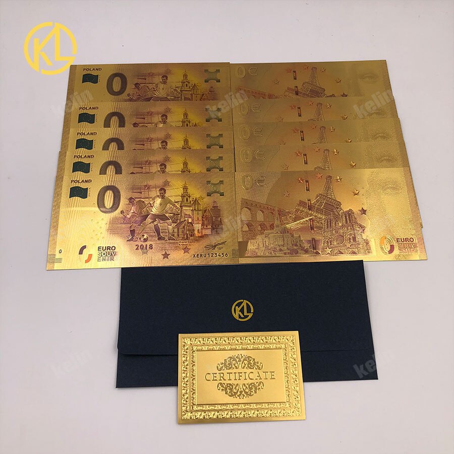 10Stck 50 PLN ZLOTY Polen Gold Farbe Banknote PAPST JOHANNES paul II Für sammlung 999 Gold für Souvenir sammlung: Freier Raum