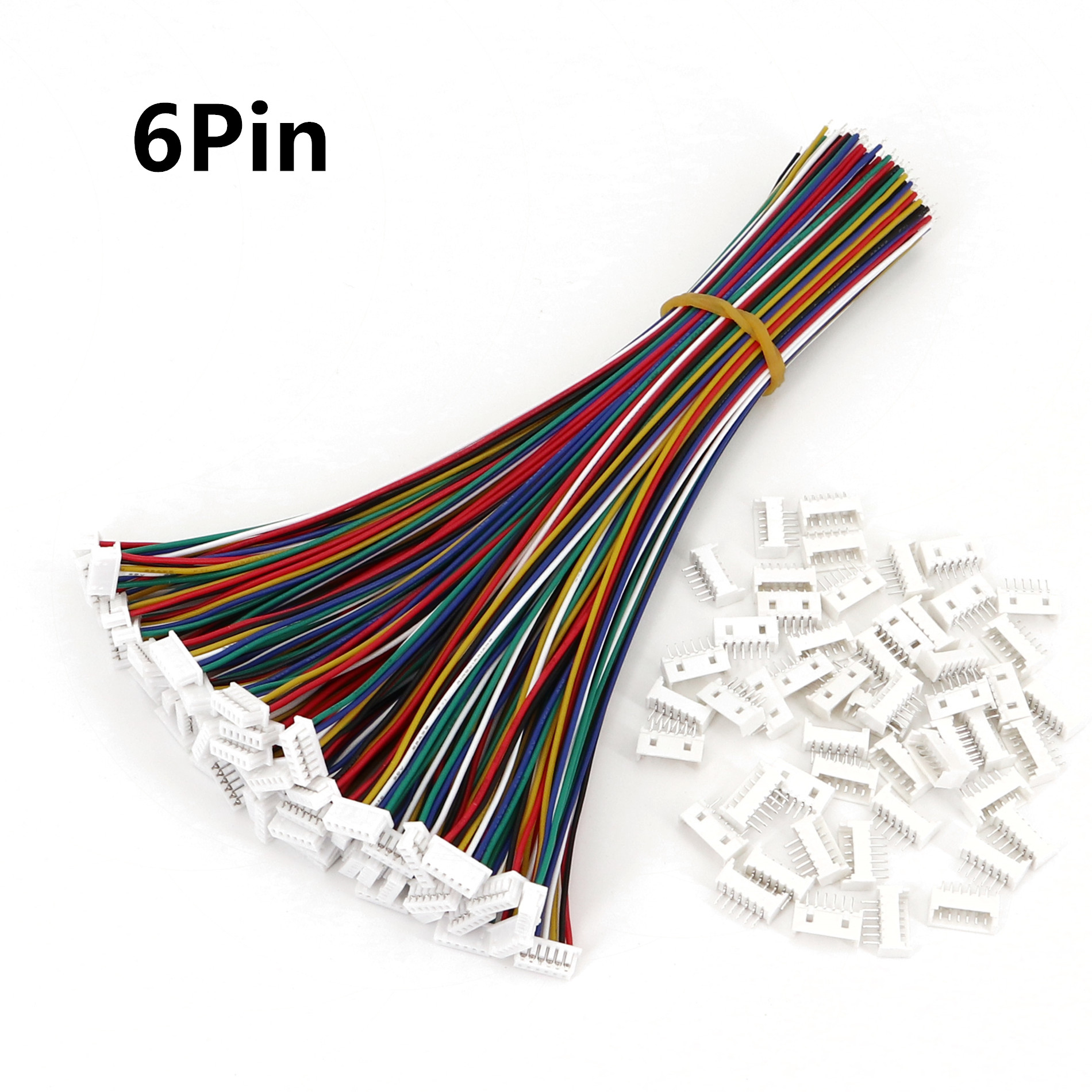 50Sets Micro JST 2/3/4/5/6/8 Pin Single End Pitch 1.25mm 15cm 28AWG Wire to Board Connector: WHITE