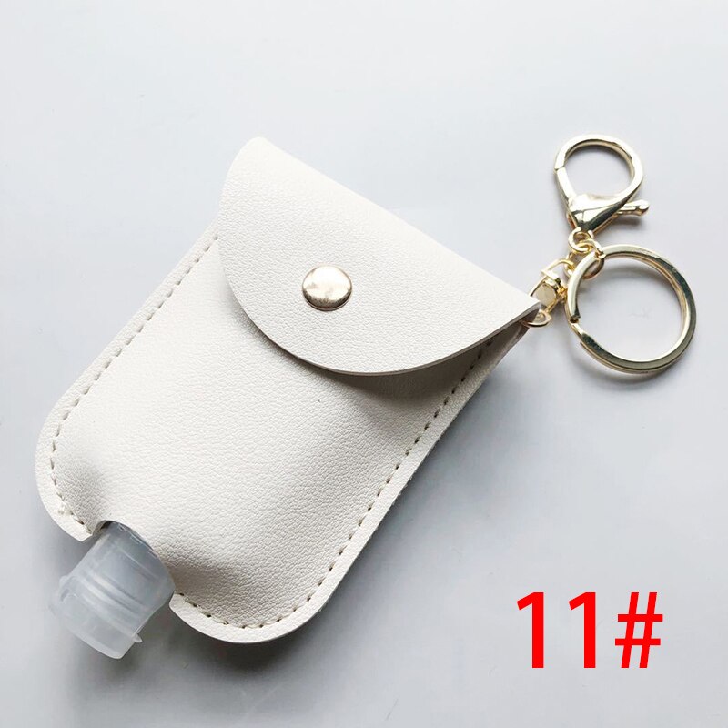 60Ml Reizen Lekvrije Leather Case Sleutelhanger Tas Hervulbare Lege Fles Voor Handdesinfecterend Bag Met Key Ringen Hanger fles: 11