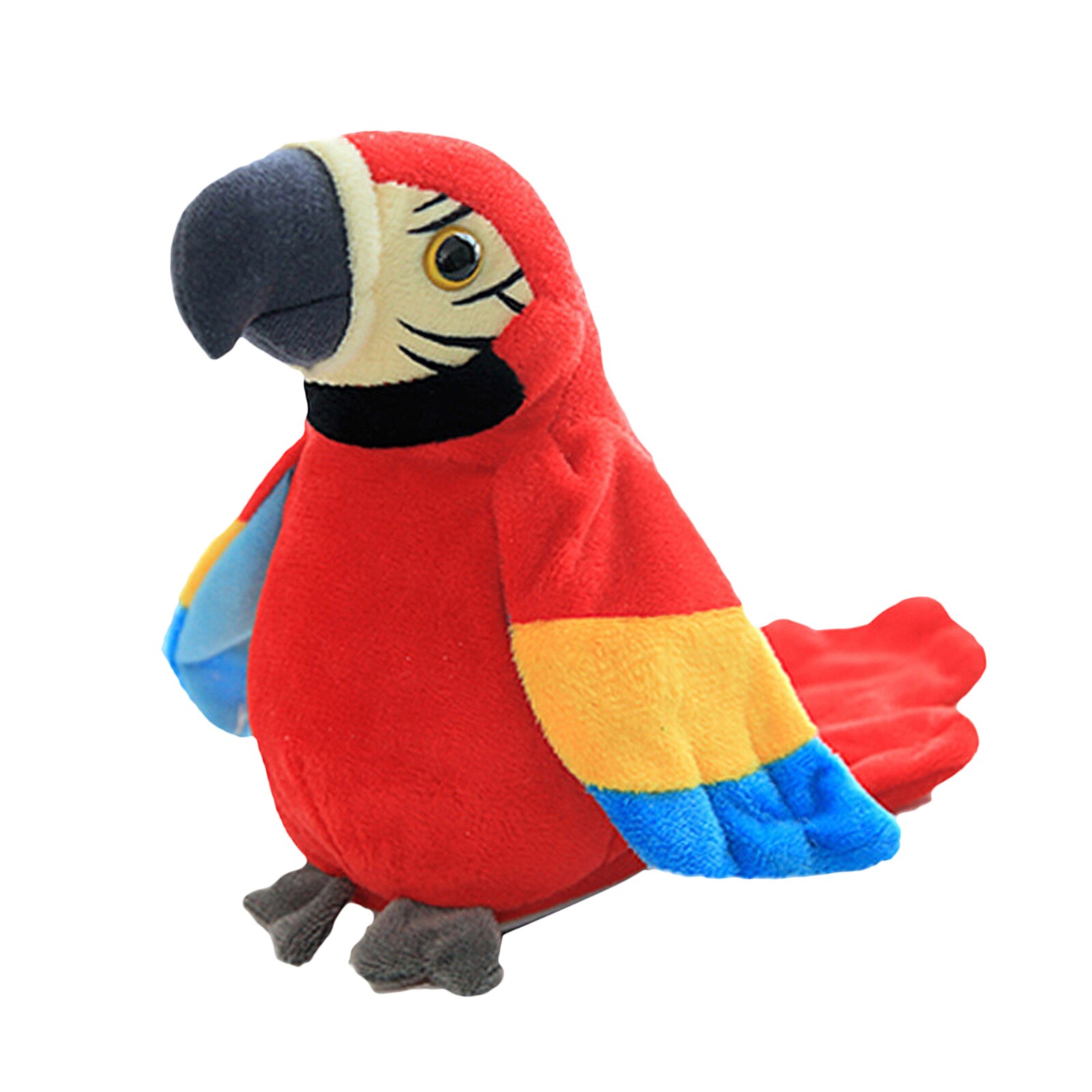 Talking Bird Parrot Record Toys Repeats What You Say Electronic Parrot Plush Toy Multifunctional: Sing Speak B Red