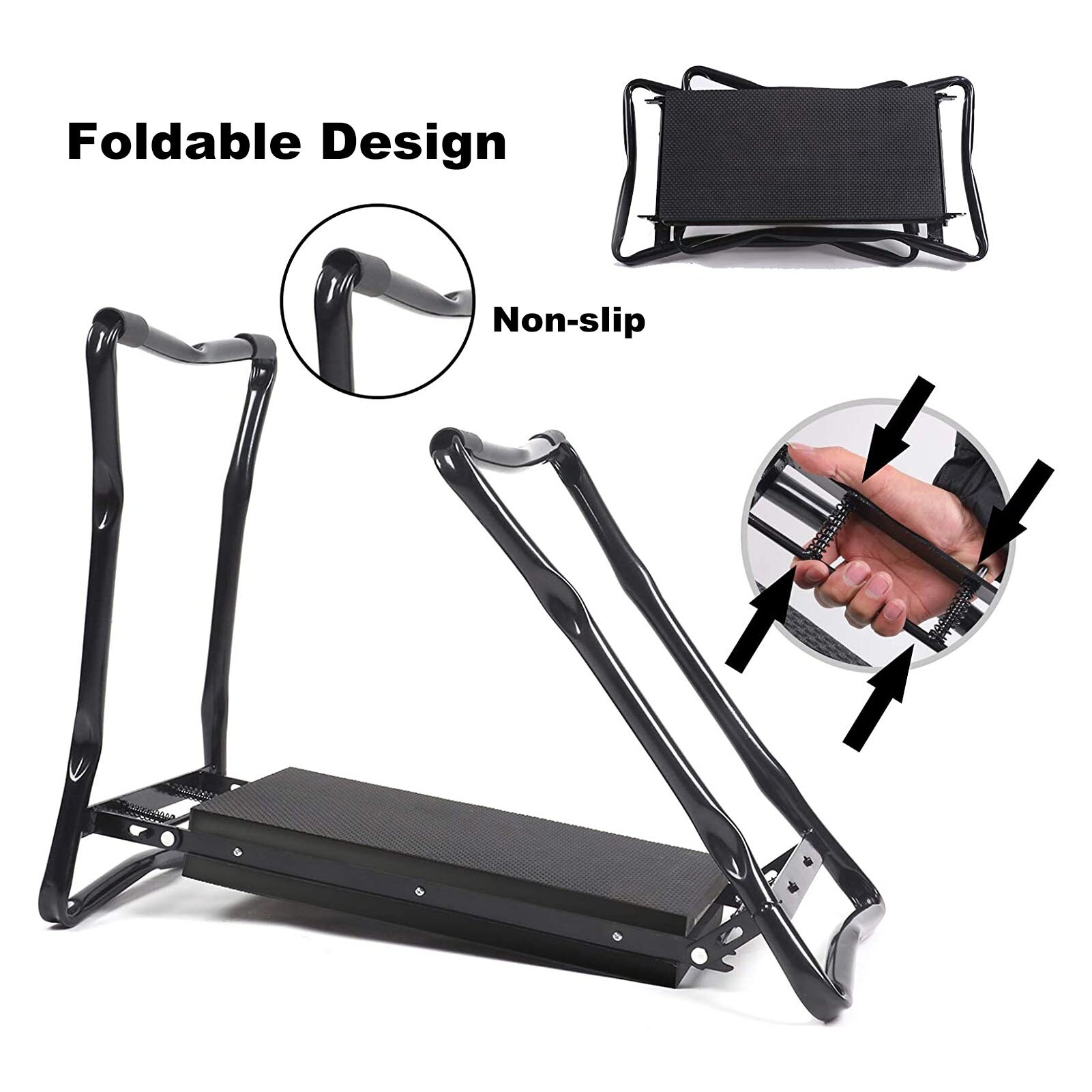 Garden Folding Stainless Kneeler Multi-Functional Seat Removable with 2 Tool Bags EVA Kneeling Pad Gardening