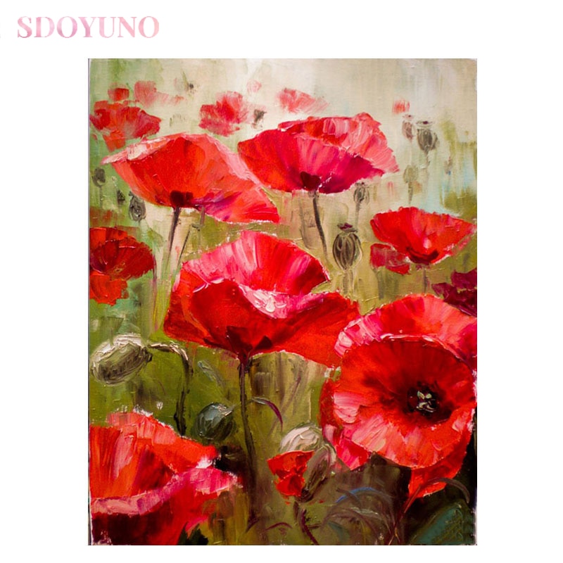 Sdoyuno Olieverfschilderij Van Nummers Bloemen Kit Voor Volwassenen Diy Frame Acryl Verf Set Acrylverf Voor Schilderen Art Handgeschilderd