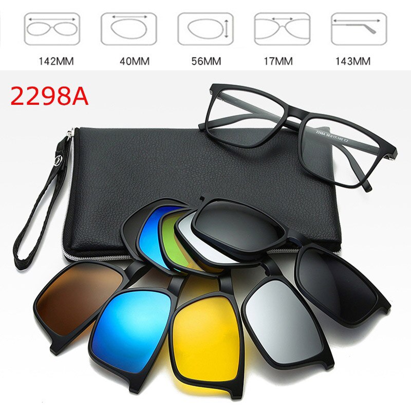 Moda optyczna ramka do okularów mężczyźni kobiety krótkowzroczność z 5 okulary przeciwsłoneczne w formie nakładki spolaryzowane okulary magnetyczne dla mężczyzn okulary RS1019: RS1019 2298A