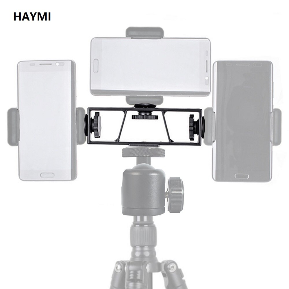 Three Position Multi Camera Stand Clip Bracket Holder 3-Position Mobile Phone Tripod 1/4 Connector Mount Video Live Broadcast