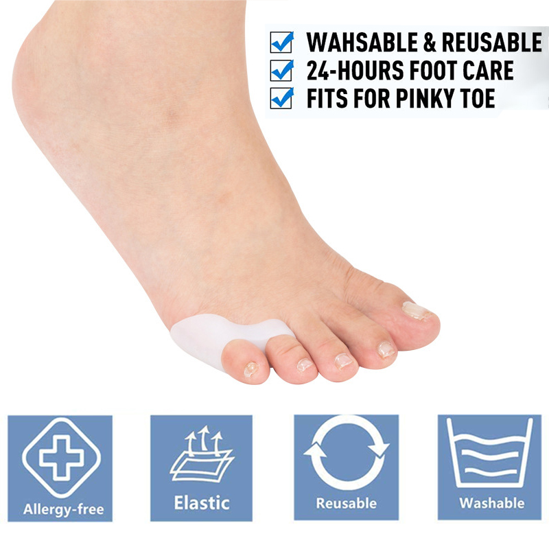 Pexmen 2Pcs Gel Pinky Toe Separator Bunionette Corrector Bunion Pads Little Toe Protector Pain Relief Spacer Foot Care Tool