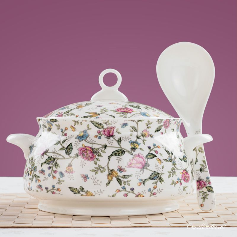 Soupière en porcelaine pour le stockage des aliments, bol de service classique pour le dîner, boîte en porcelaine, grand bol pour la soupe en céramique, 9 pouces