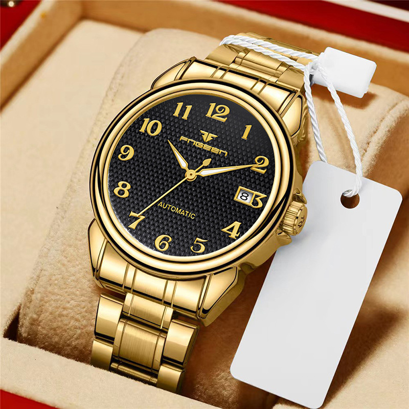 Topmerk Watch Digitale Wijzerplaat Lichtgevend Roestvrij Staal Automatisch Mechanisch Horloge Waterdicht Datumklok Reloj Hombre