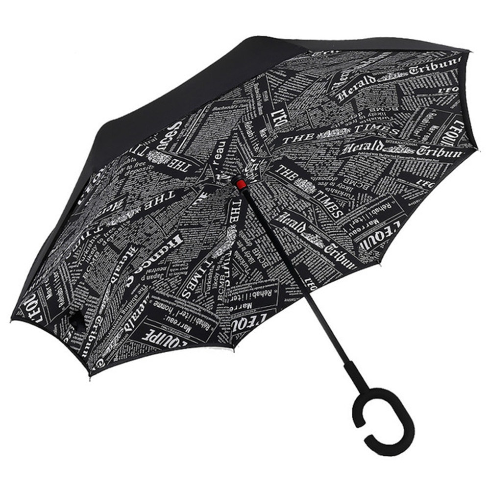 Fancytime paraguas de lluvia inverso para mujer plegable de doble capa para hombres soporte autónomo paraguas de mujer paraguas invertido a prueba de viento