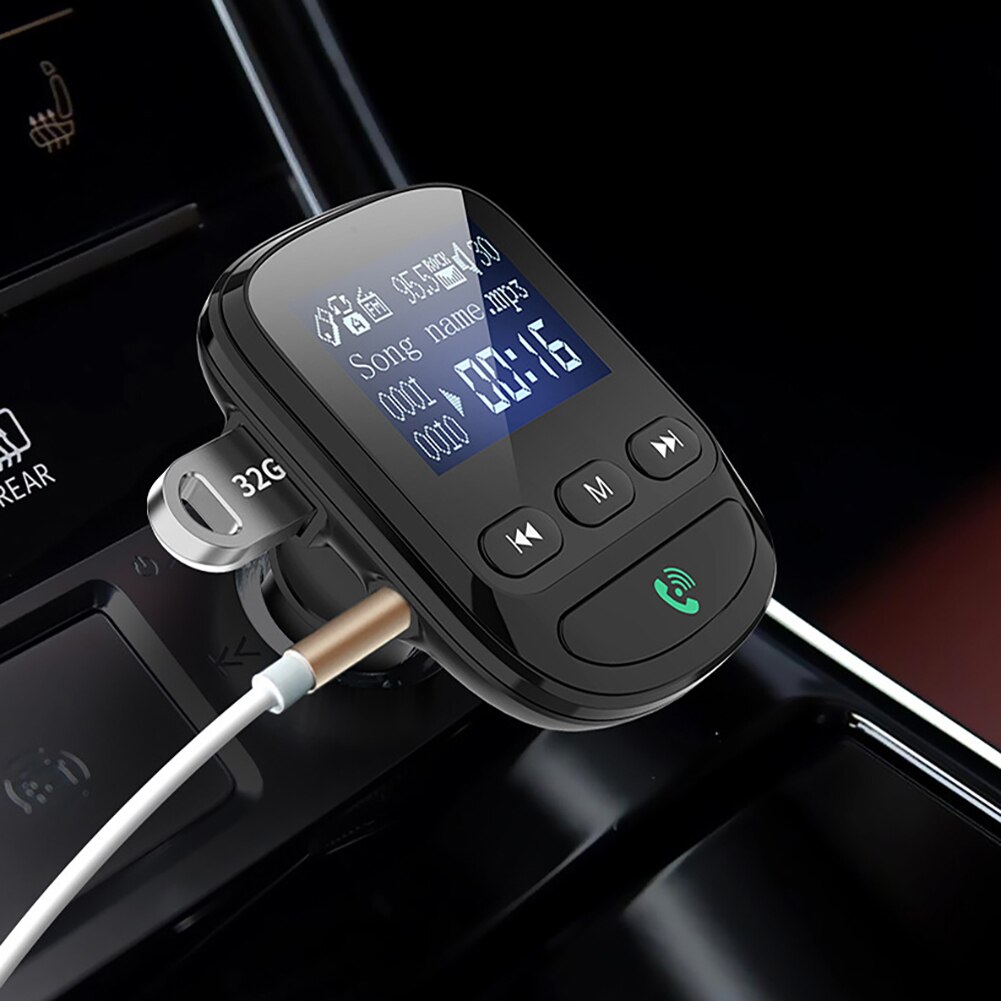 Bluetooth 5.0 Fm Transmitter Car Kit MP3 Speler Lossless Muziek Auto Modulator Met Voltage Detection Navigatie Broadcast