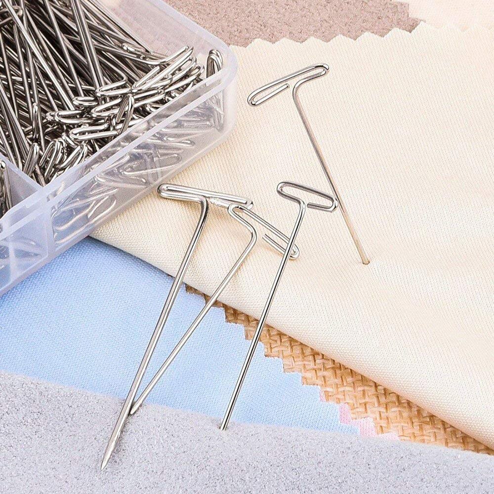 50Pcs 51mm Stainless Steel Straight Pins Stitch T Dressmaking Pins &amp; 20Pcs Hand Curved Needles Quilt Applique Sewing Accessories