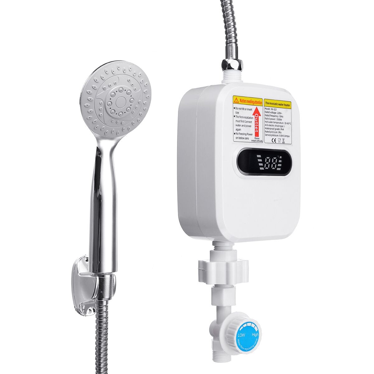 220V 3500W Mini Boiler Elektrische Tankless Huishoudelijke Badkamer Kraan Met Douchekop Lcd Temperatuur Display