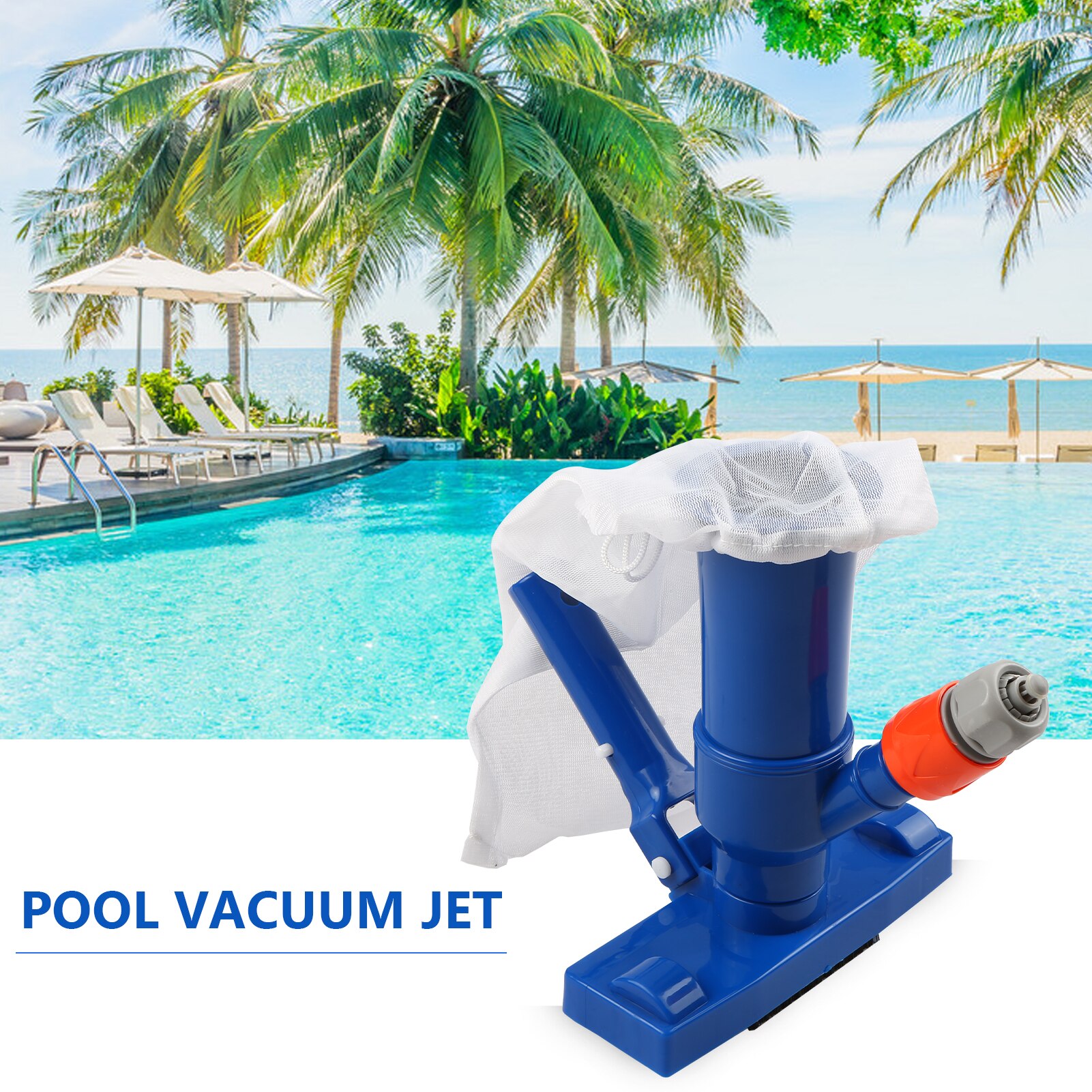 Pool Vacuum Jet Underwater Cleaner Brush with Clip Handle Drawstring Bag Cleaning Tools for Above Ground Inflatable Pool Spa