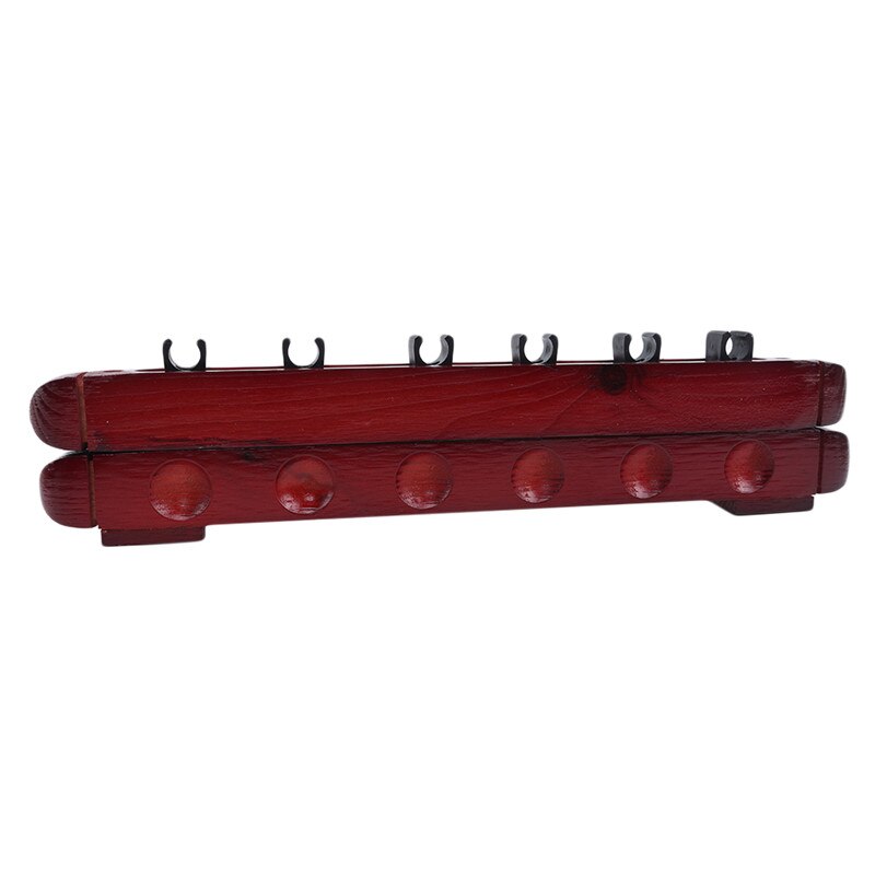 1 Set Professionele Biljart Zwembad Muur Mount Opknoping 6 Cue Sticks Houten Rek Houder Voor Snooker Cue Ruimtebesparend Houder wijn Rood