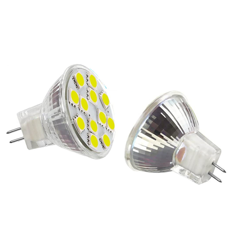 MR11 Led Spotlight 5050 Wit Licht Warm Wit 12LED 12v2.5W Halogeen Vervangende Lamp GU4 Dual Pin Base Sieraden Display 1 stuks