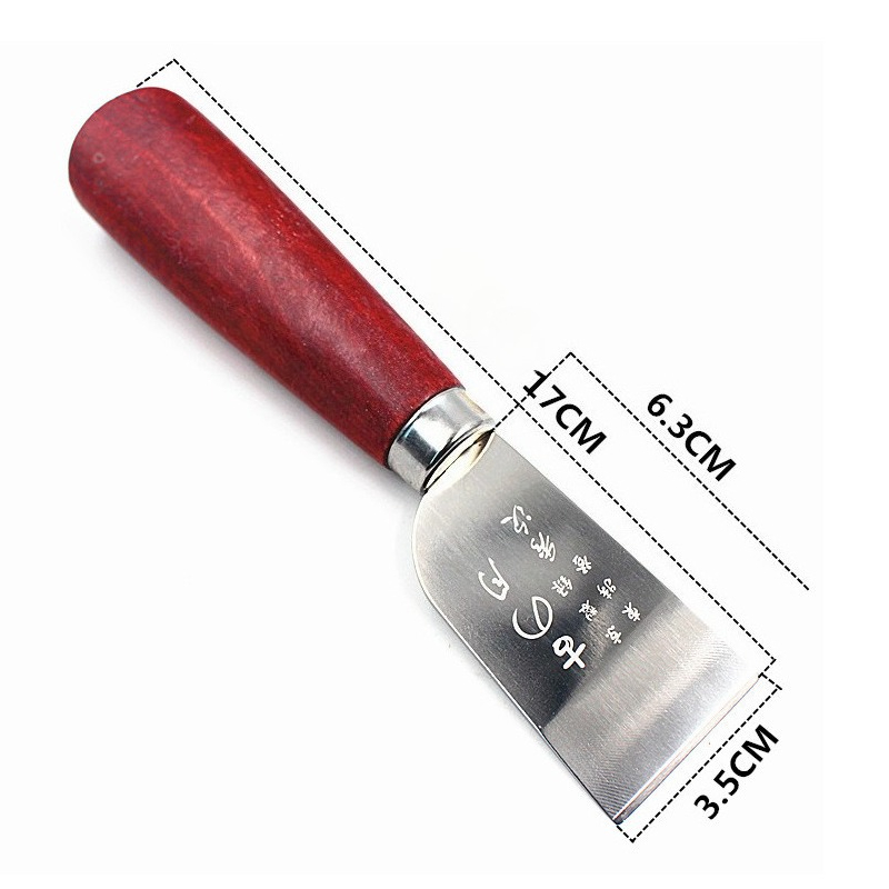 DIY lederen knutselmes - houten handvat roestvrij staal leer snij- en schepgereedschap voor leerbewerking