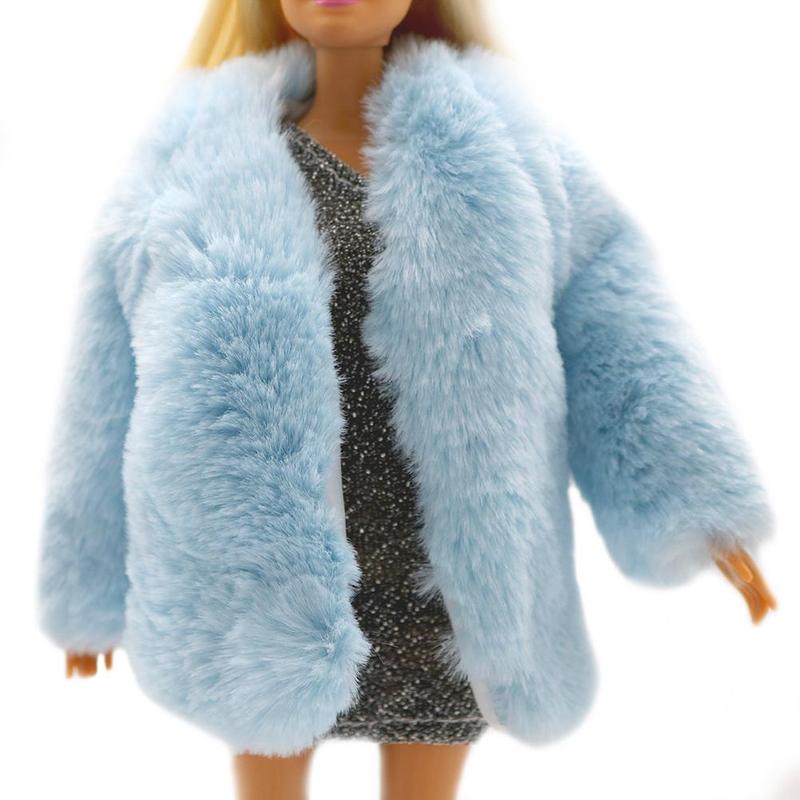 Dukke tøj flerfarvet langærmet blød pelsfrakke vinter varm fritidstøj tilbehør tøj til dukke børn legetøj