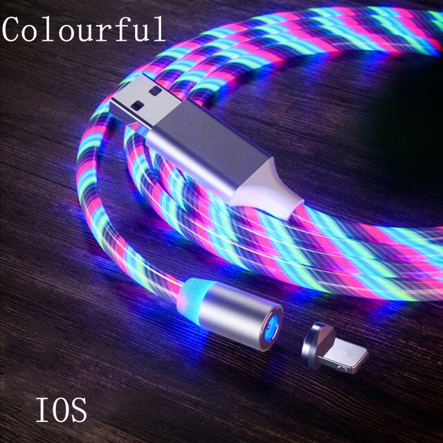 3 IN1 LED świecące światło magnetyczne IOS/type-c/Micro USB ładowarka kabel Samsung S8 S9 Plus A50 dla androida dla Huawei P30 LG: Colorful for Iphone
