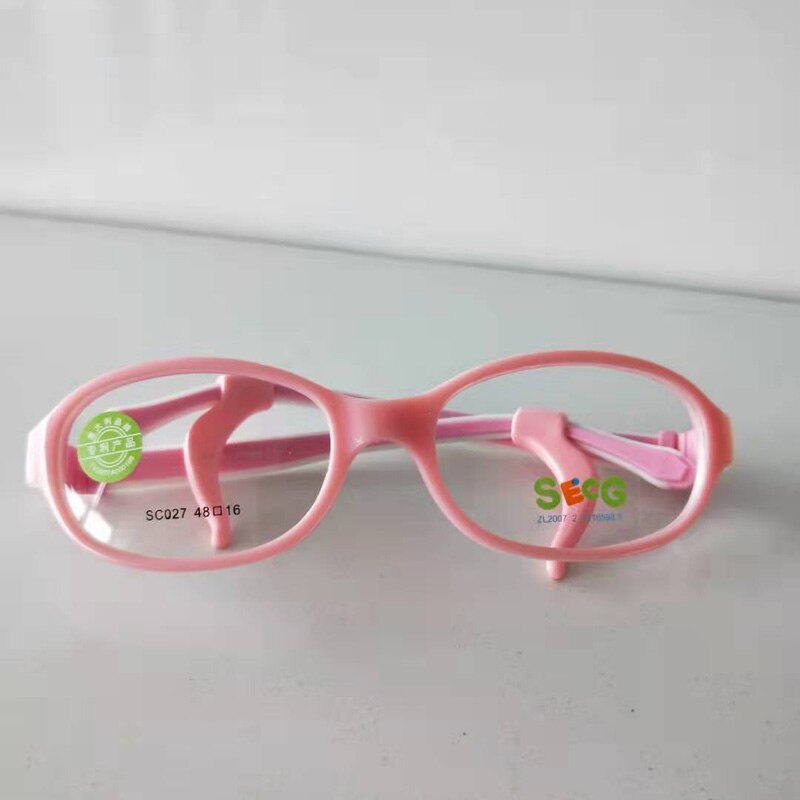 SECG-Montura transparente para niños, gafas ópticas redondas de goma de silicona con correa: C13