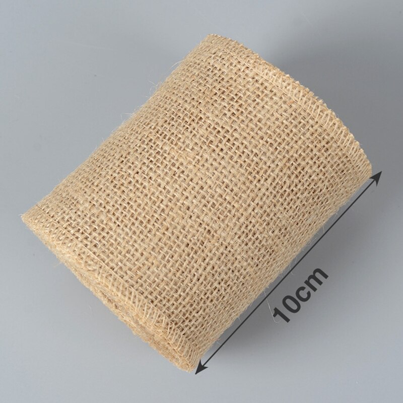 2Yard/Roll Natuurlijke Jute Jute Lint Voor Ambachten Diy Hennep Lint Kant Materiaal Wedding Party Decoratieve Kerst Cadeau wikkelen: width 10cm