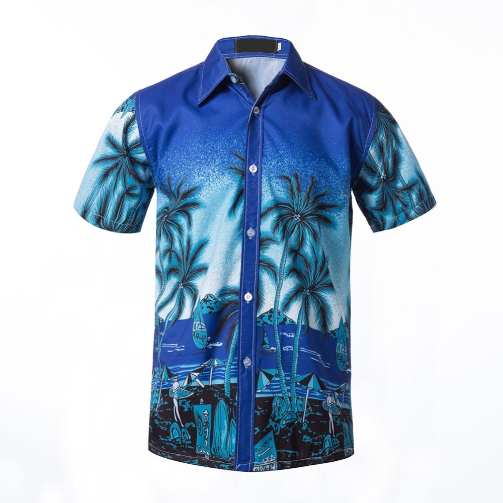Zomer Heren Korte Mouw Beach Hawaiian Shirts Katoen Casual Bloemen Shirts Reguliere Plus Size 3XL Heren kleding Mode