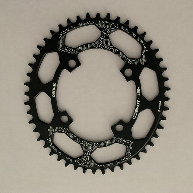 Deckas-plato ovalado BCD 104, platos y bielas de bicicleta de 40/42/44/46/48/50T de ancho y estrecho, 52 dientes, bandeja única, corona de estrellas para bicicleta de montaña: 48T Black
