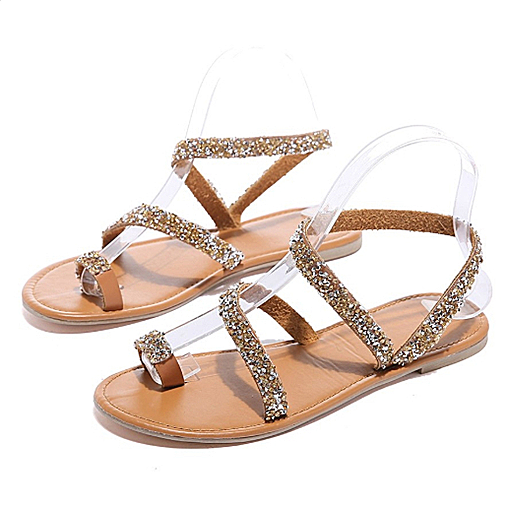 Women Sandals Bling Crystal Summer Shoes Ladies Beach Flat Sandals Bohemia Flip Flop Ladies Soft Bottom Slippers Female Shoes