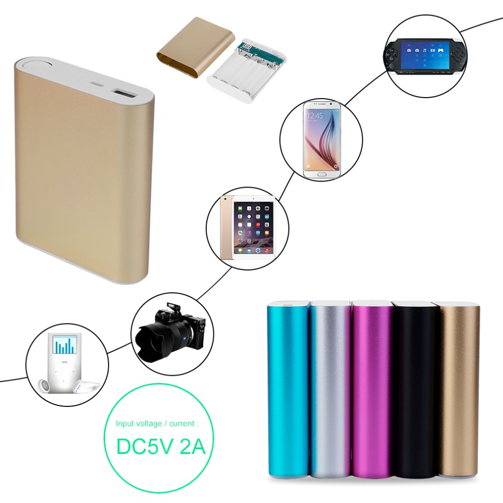Powerbank 4*18650 batteriboks etui gjør-det-selv 10400 mah-sett universell usb eksternt backup-batteri medfølger ikke til xiaomi-telefoner