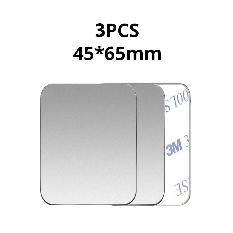 Placa magnética de Metal para teléfono móvil, soporte Universal de hierro para IPhone, 1/3/5 unidades: 3Pcs Silver 45x65