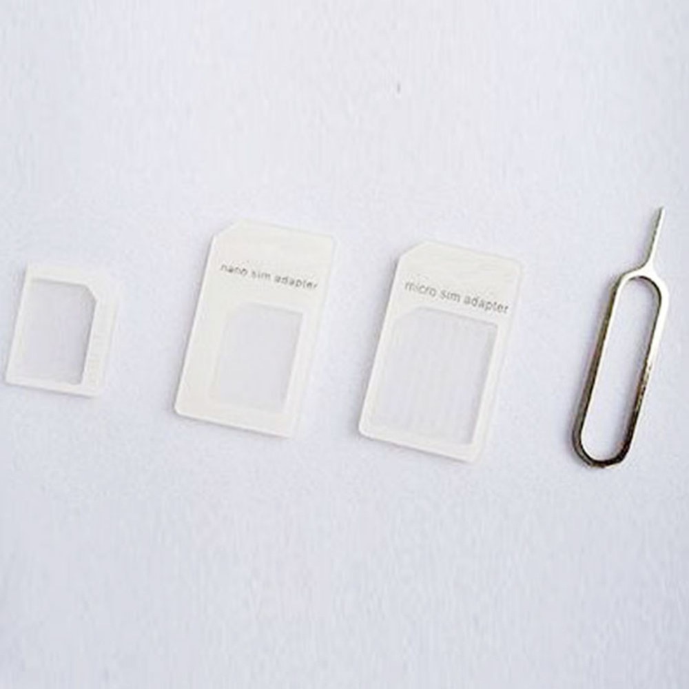 Simkaartadapter 4 in 1 zwart/wit micro simkaartadapter met uitwerppinsleutel voor iphone htc samsung xiaomi huawei lenovo