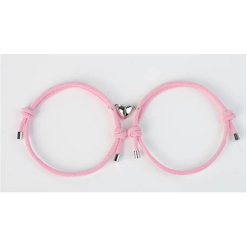 2 uds pulsera magnética pulsera magnética pareja cerradura corazón pulsera magnética cuerda trenzada ajustable pulsera de amistad para dos: Oro oscuro