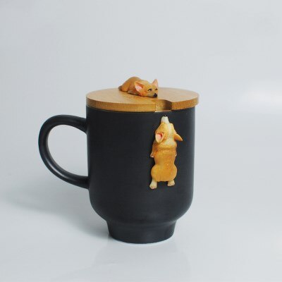 kreative Karikatur 3D Korgi Französisch Bulldogge Keramik Tassen niedlich Große Kapazität Hund Tassen Schüler Paar Becher Für Freund tasse: K2---400ML