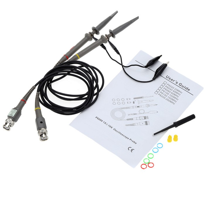 2 Pair P6020 High Precision X1/X10 20MHz Oscilloscope Probe Alligator Clip