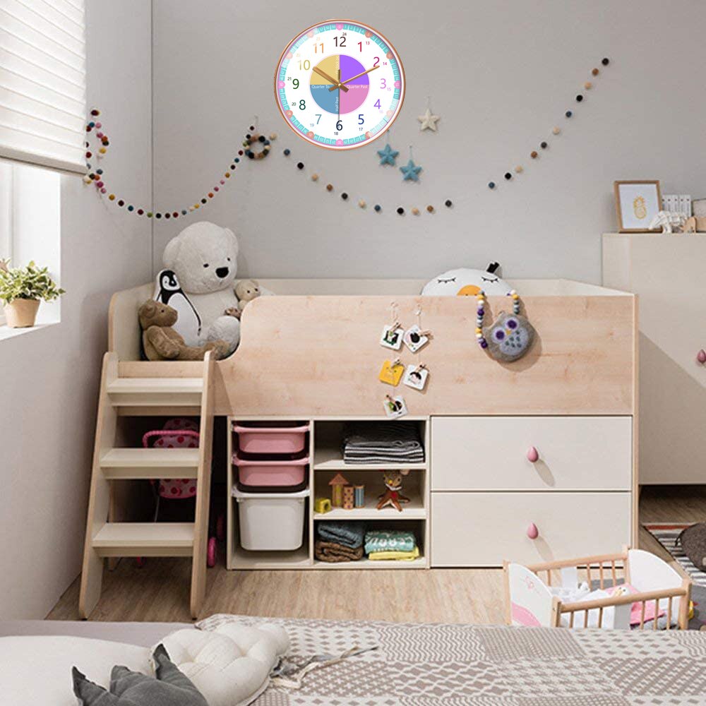 1Pc 12Inch Praktische Stille Kids Wandklok Batterij Operated Kleurrijke Decoratieve Klok Voor Kinderen Kinderkamer Slaapkamer School