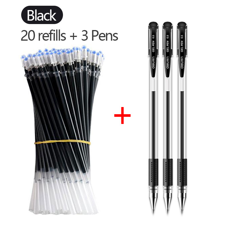 Gel Pen Set Black Blue Ballpoint 0.5 mm Refills Cute School & office writing pens supplies Kawaii Korean Stationery: Yellow