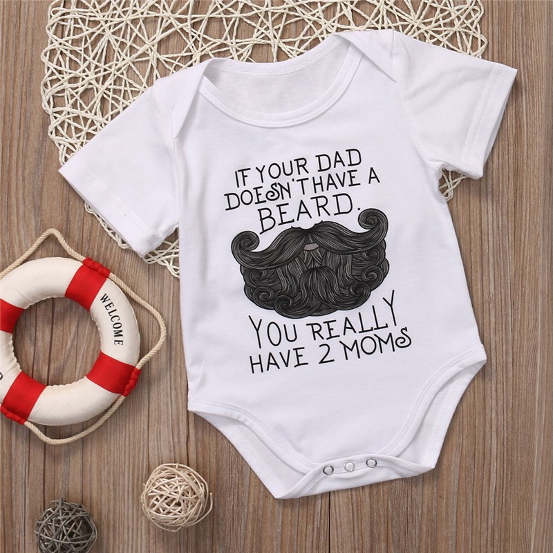 Baby Boy Beard Pattern Romper Newborn Baby Boy Casual Short Sleeve Cotton Jumpsuit Clothes Sunsuit Outfits 0-18M